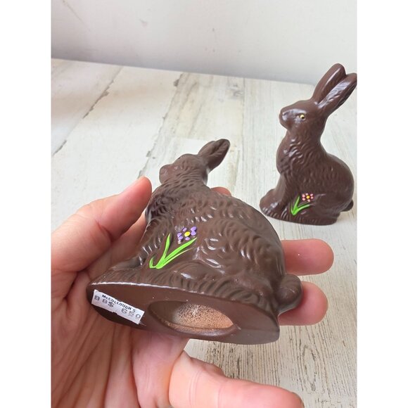 Vintage ceramic chocolate Faux bunny rabbit statue figurine Easter decor - Picture 3 of 9